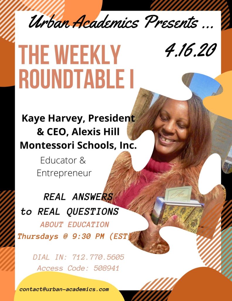 Urban Academics Roundtable Welcomes Kay Harvey, First HOT-Seat Sitter Back doe Recap, Thursday 9:30 PM (EST)