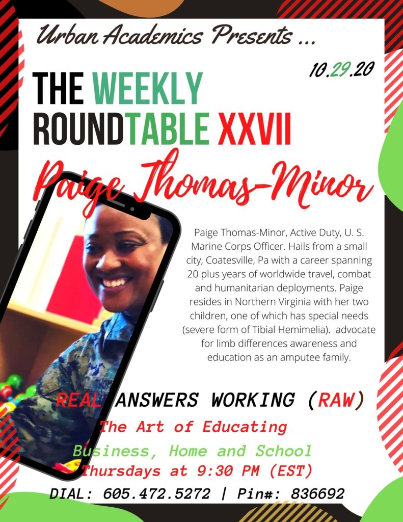 Paige Thomas-Minor, Active Duty, U. S. Marine Corps Officer and advocate for limb differences awareness and education on military, mommy and medical balance in the HOT-Seat Thursday at 9:30 PM (EDT)