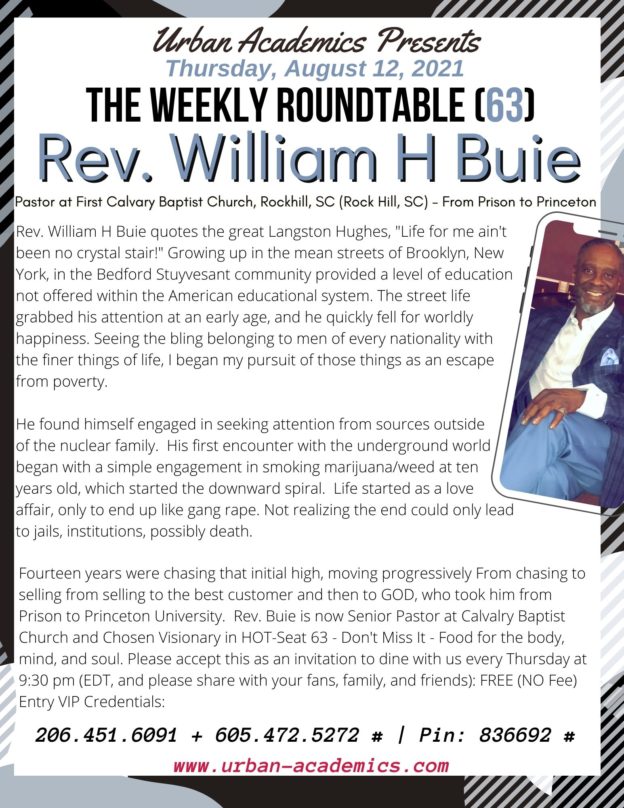 Rev. William Buie, Pastor First Cavalry Baptist Church Rock Hill SC is Chosen Visionary in HOT-Seat 62