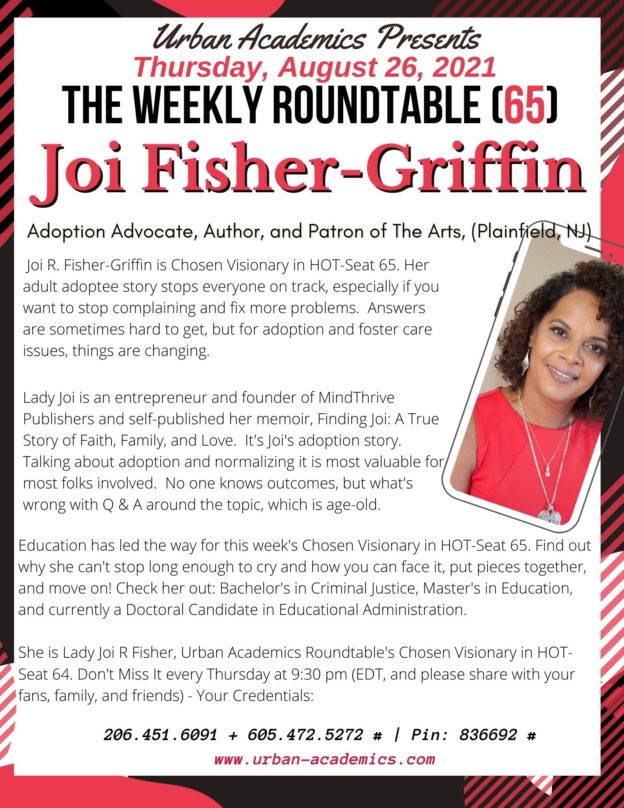 Joi Fisher Griffin, Adoptee, adoption Advocate, Author, and Educator (Plainfield, NJ)